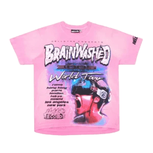 Repsgoat Brainwashed World Tour graphic T-shirt pink cotton short sleeve casual wear