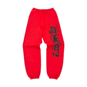 Supreme sweatpants red cotton fleece with black graphic print and elastic cuffs